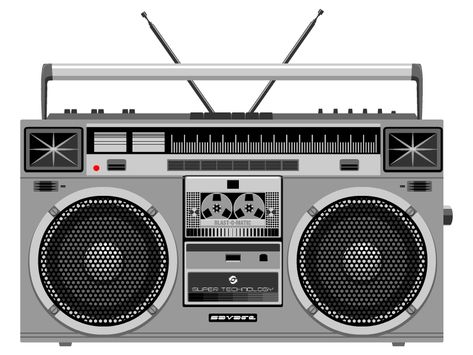 Boom Box Aesthetic, Boombox Aesthetic, Boombox Illustration, Boombox Drawing, Radio Casette, Radio Illustration, Radio Drawing, Boombox Art, 80s Radio