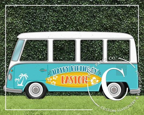 Beach Baby Birthday Party, Beach Photo Booth, Vw Bus Photo Booth, Car Photo Booth, Bus Photo Booth, Vw Bus Photo, Bus Photo, Splash Party, Prom 2022