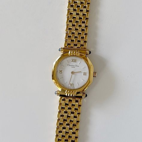 Vintage Dior Round Watch will be available at 5pm pacific time! Dior Watch, Golden Watch, Round Watch, Vintage Dior, Dior, Couture, Gold, Quick Saves, Clothes