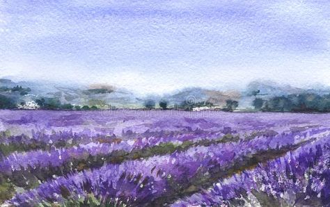 Landscape with Lavender Field Stock Illustration - Illustration of decoration, nature: 108598017 Decoration Nature, Wild Flower Meadow, Watercolour Landscape, Object Photography, Landscape Sketch, Lavender Field, Sketch Illustration, Lavender Fields, Nature Landscape