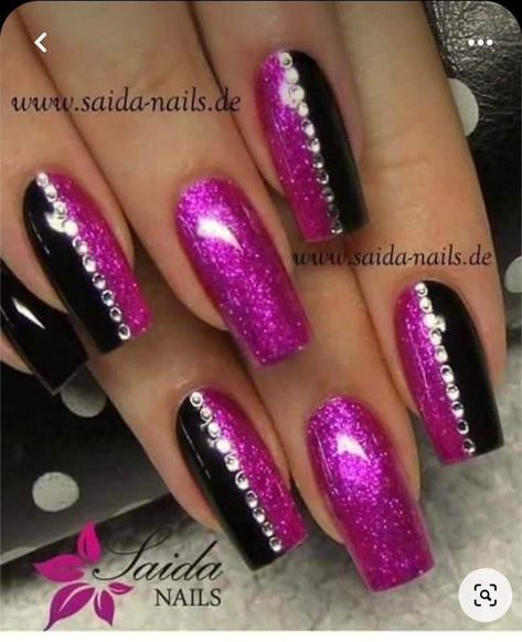 Purple Chrome Nails With Rhinestones, Anytime Nails, Silver Nail Art, Purple Nail Art, Nail Vinyls, Fancy Nails Designs, Nails Design With Rhinestones, Nail Art Designs Diy, Pretty Nail Art Designs