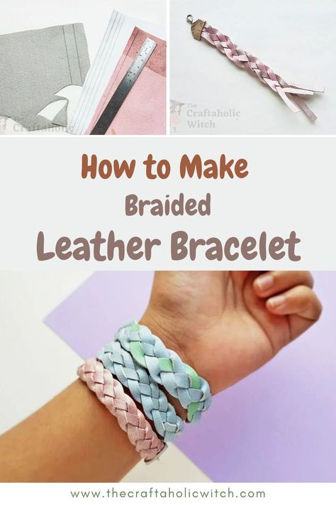 Braided Leather Bracelet Leather Braiding Techniques, Leather Bracelet Ideas, Leather Bracelets Diy, Suede Bracelet Diy, Braided Leather Bracelet Diy, Leather Bracelet Diy, Cord Bracelet Diy, Leather Bracelet Tutorial, Indian Bracelets