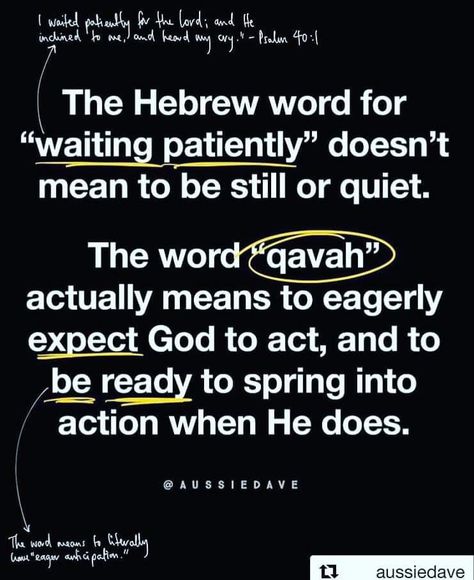 Waiting Patiently, Soli Deo Gloria, Hebrew Words, Scripture Study, Bible Knowledge, Bible Encouragement, Scripture Quotes, Verse Quotes, Bible Inspiration