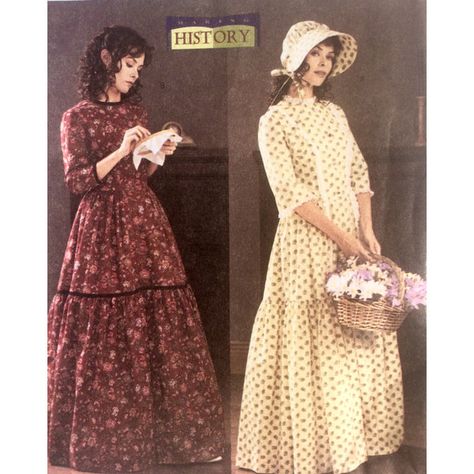 1800s Womens Fashion, Praire Dresses, Pioneer Clothing, Pioneer Dress, Prairie Dresses, Cottagecore Dresses, Bonnet Pattern, Floor Length Dress, Dress Tutorials