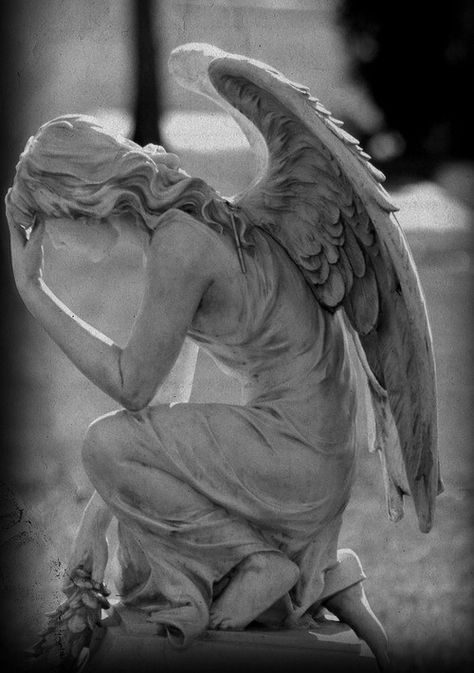 Stone Angel | Art ♥ 2 Cemetery Angels, Cemetery Statues, Istoria Artei, Praying Angel, Weeping Angel, I Believe In Angels, Angel Statue, Angel Sculpture, Cemetery Art