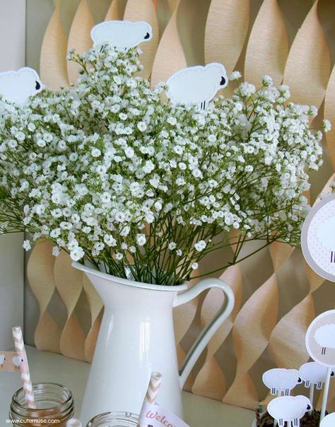 Lamb Party Theme, Lamb Themed Birthday Party, Sheep Centerpieces, Lamb Theme Baby Shower Ideas, Sheep Baby Shower Theme, Sheep Baby Shower Ideas, Farmhouse Baby Shower Ideas, Little Lamb Baby Shower Ideas, Lamb Baby Shower Ideas