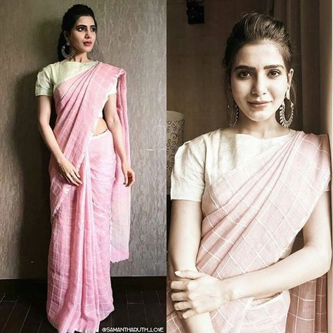 Samantha In Saree, Saree Drapes, Blouse Designs High Neck, Function Dresses, Fringe Blouse, Indian Sari Dress, Latest Model Blouse Designs, Sari Dress, Saree Blouse Patterns