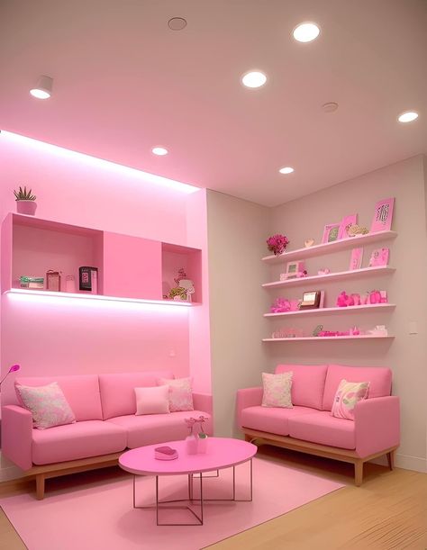 Barbie room decor kids girls bedroom Barbie Living Room Ideas, Pink Boutique Interior Design, Barbie Apartment, Kids Room Decoration Ideas, Barbie Room Decor, Barbie Rooms, Pastel Interior Design, Butterfly Room Decor, Pink Bedroom For Girls