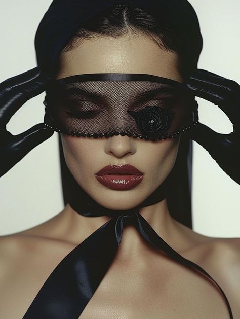 Lace Blindfold, Blind Fold, Mask Photoshoot, Photoshoot Themes, Vogue Covers, Futuristic Fashion, Beauty Shots, Black Veil, Fairy Costume