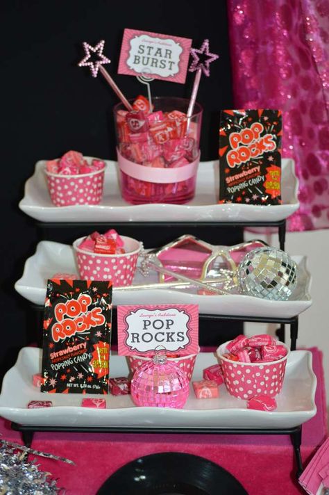 Rock Star Makeover & Karaoke Birthday Party Ideas | Photo 20 of 22 | Catch My Party Girls Rockstar Birthday Party, Karaoke Dance Party Ideas, Karaoke Party Favors, Kids Karaoke Party Ideas, Karaoke Theme Party Ideas, Pop Star Birthday Party Ideas, Karaoke Birthday Party Ideas, Karaoke Party Ideas, Rock Star Party Favors