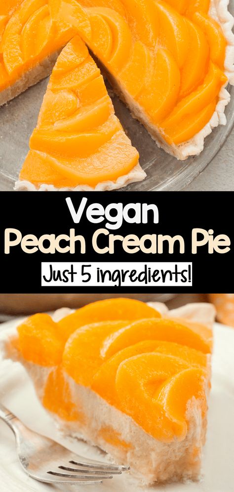 Summer Peach Pie Recipe Paleo Peach Pie, Vegan Peach Recipes Healthy, Vegan Cream Pie Recipes, Vegan Peach Recipes, Vegan Peach Dessert, Vegan Peach Pie, Peach Cream Pie, Peach Tart Recipes, Paleo Deserts