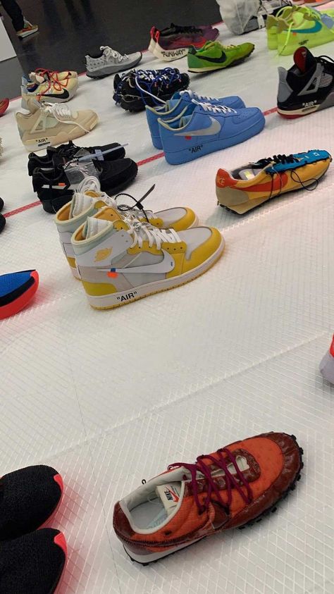 Unreleased OFF-WHITE x Nike Samples Feature in Virgil Ablohs MCA Exhibition #highsnobiety Nike Shoes Off White, Off White Nike Shoes, Off White Af1, Off White Hypebeast, Jordans Air Force, Sneaker Pictures, Off White Nike Af1, Hard Shoes, Nike X Off White