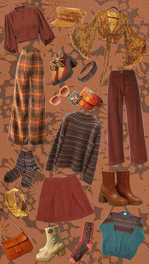 retro fall outfit inspo #fall #autumn #outfitinspo #retro #retrooutfit #70s #1970s #retroaesthetic #aesthetic #aestheticoutfit #falloutift 70s Autumn, 70s Outfits, Outfit Inspo Fall, Retro Aesthetic, Retro Outfits, Fall Outfit, Fall Autumn, Outfits For Teens, Aesthetic Clothes