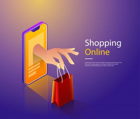 Mobile shopping flat vector concept Prem... | Premium Vector #Freepik #vector #business #sale #icon #hand Logo Online Shop, Inspiration Logo Design, Interiors Art, 광고 디자인, Ecommerce Shop, Online Logo Design, Isometric Design, Online Shop Design, Shop Furniture