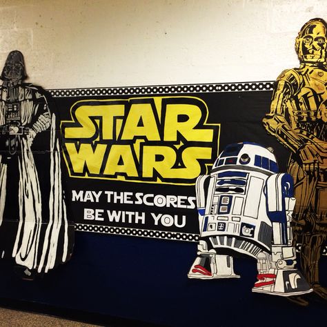 Star Wars Bulletin Board. "May the Scores Be With You" TCAP testing Bulletin Board Star Wars Pep Rally Ideas, Star Wars Bulletin Board, Testing Themes, Testing Bulletin Boards, Star Wars Classroom Theme, Map Testing, Teacher Library, Star Wars Classroom, Star Test