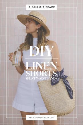 DIY Linen Shorts with Flat Waistband (part of a top and shorts set!) Diy Fashion Tops, Diy Fashion Projects, Shorts Diy, Sewing Dress, Costura Fashion, Diy Shorts, Top And Shorts Set, Top Sewing, Diy Vetement