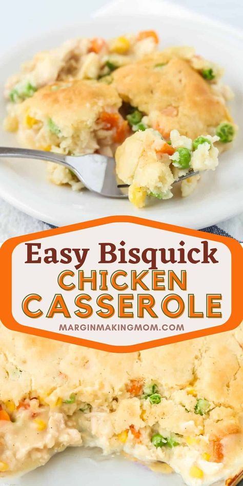 This chicken and Bisquick casserole is not only super easy to make, but it's a hearty meal that the whole family will enjoy! Chicken And Bisquick, Bisquick Casserole, Bisquick Chicken Recipes, Bisquick Recipes Dinner, Super Easy Casseroles, Bisquick Chicken, Baked Chicken Casserole, Easy Chicken Casserole Recipes, Chicken Pot Pie Casserole