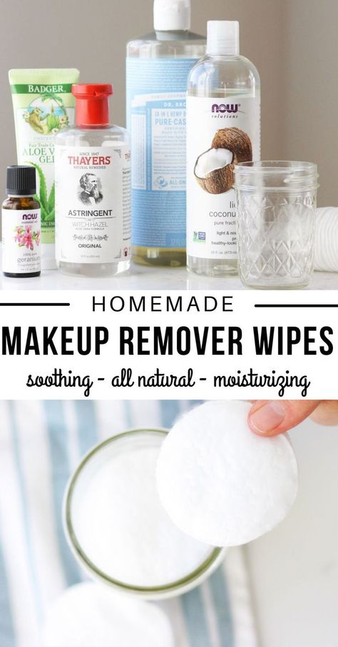 These homemade, DIY makeup remover wipes with coconut oil are easy to make and a natural and gentle way to clean your face before bed. homemade, handmade, DIY all natural toiletries and skin care products Eye Makeup Remover Diy, Diy Makeup Wipes, Diy Makeup Remover Wipes, Homemade Makeup Remover, Homemade Face Wash, Diy Makeup Remover, Natural Makeup Remover, Makeup Recipes, Diy Coconut Oil