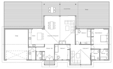 house design modern-house-ch295 10 Shallow House Plans, Shallow Lot House Plans, One Level House Plans, Round House Plans, House Plan With Loft, Luxury Plan, Long House, Barn Style House Plans, Plans House