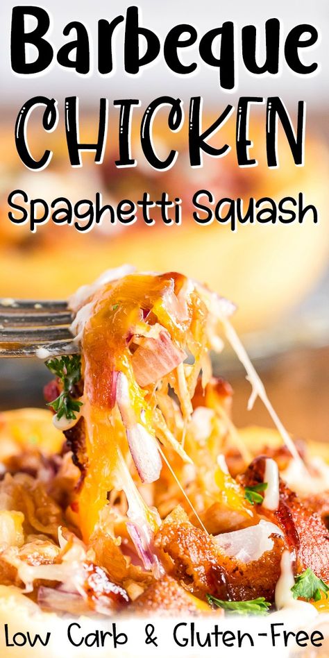 Bbq Chicken Spaghetti Squash, Bbq Chicken Spaghetti, Hot Sauce Chicken, Low Carb Bbq Sauce, Barbecue Chicken Recipe, Spaghetti Squash Casserole, Barbeque Chicken, Weekly Dinner, Chicken Sandwich Recipes