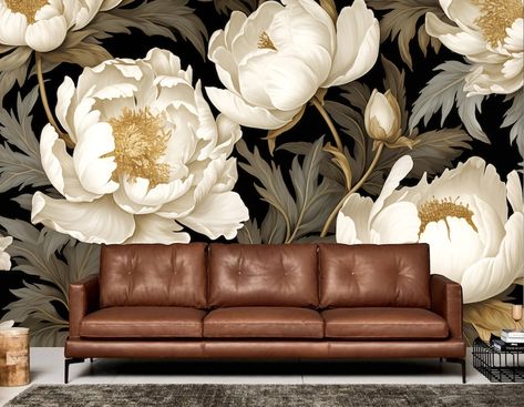 Vintage White Peonies Wallpaper, Big Flowers Wall Mural, Dark Floral Decor, Soft Peony Wall Art, Vintage Flowers Wallpapers - Etsy UK White Peonies Wallpaper, Dark Floral Decor, Peonies Wallpaper, Peony Wall Art, Flowers Wall Mural, Peony Wallpaper, Vintage Flowers Wallpaper, Flowers Wallpapers, Flowers Wall