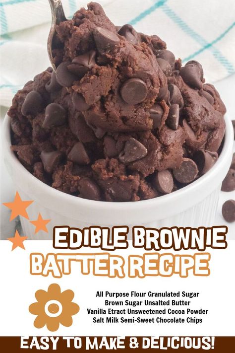 Edible Brownie Dough, Brownie Batter Recipe, Edible Brownie Batter Recipe, Edible Brownie Batter, Raw Brownies, Fast Desserts, Batter Recipe, Delicious Brownies, Brownie Batter