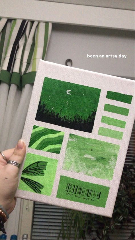 Something Green Drawing, Simple Painting Ideas Aesthetic Green, Green Asthetics Paintings, Painting Ideas With Green Background, Painting Ideas On Canvas Sage Green, Canvas Painting Green Aesthetic, Green Aesthetic Art Drawing, Green Aesthetic Canvas Painting, Cute Green Painting Ideas