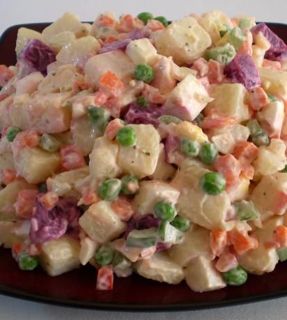 Haitian Potato Salad from Food.com:   								My heart goes out to all the victims of the earthquake in Haiti. I have been learning a little bit about their country and culture. Here is a recipe from The Taste of Haiti. Cook time is assuming you are cooking vegetables at the same time. Haitian Potato Salad Recipe, Haitian Food Recipes, Potato Salad Recipe, Island Food, Fruit Salad Recipes, Appetizer Salads, Potatoe Salad Recipe, Caribbean Recipes, Cooked Vegetables