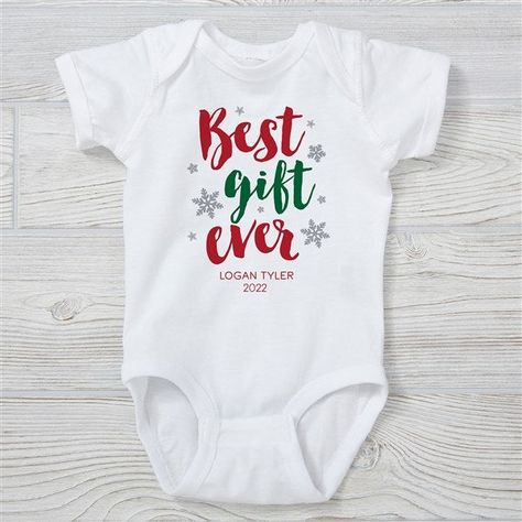 Clothes For Christmas, Christmas Onsies, Christmas Shirts Vinyl, Baby Christmas Onesie, Personalized Baby Onesies, Personalized Clothing, Custom Baby Onesies, Cricut Baby, Best Gift Ever