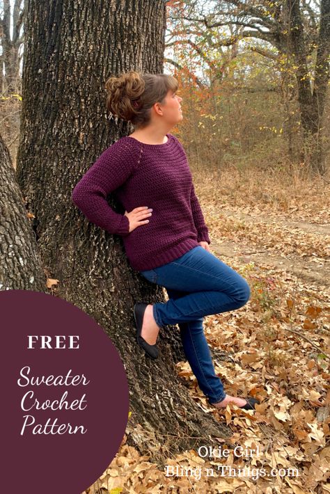 Free Crochet Ladies Sweater Patterns, Easy Crochet Raglan Sweater, Crochet Aran Jumper Free Pattern, Crochet Sweater Top Down Free Pattern, Crochet Boatneck Sweater Pattern Free, Easy Top Down Crochet Sweater Pattern, Half Double Crochet Sweater, One Piece Crochet Sweater Free Pattern, Free Crochet Raglan Sweater Patterns