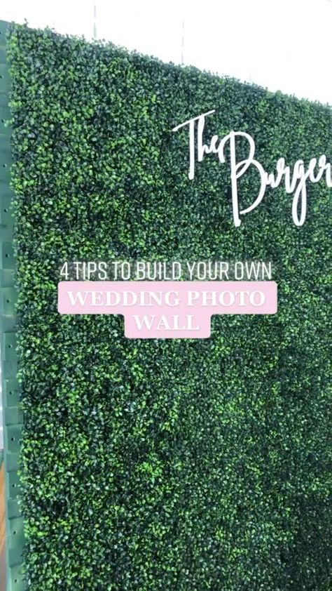 Build Wedding Backdrop, Bridal Diy Decorations, Free Standing Greenery Wall, Greenery Photo Wall Wedding, Greenery Wedding Photo Backdrop, How To Make Greenery Backdrop, Homemade Wedding Backdrops, Diy Wedding Greenery Backdrop, Diy Wedding Name Sign