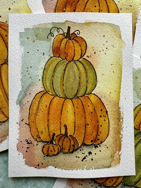 Watercolor Pumpkin Tutorial | My Handmade Journey October Watercolor, Pumpkin Tutorial, Watercolor Pumpkin, Watercolor Pumpkins, Pumpkins, Art