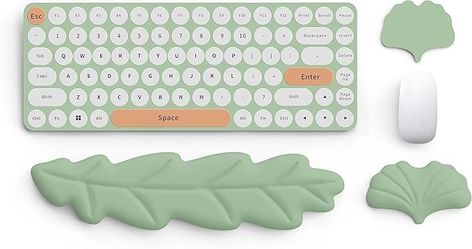 Amazon.com : Lauspuck Keyboard Wrist Rest Pad Set, Leaf Shape PU Leather Memory Foam Wrist Cushion Support,Mouse Wrist Rest Pad,Non-Slip Wrist Support for Easy Typing Pain Relief, Green Leaf : Office Products Mouse Wrist Rest, Keyboard Wrist Rest, Leather Mouse, Leather Mouse Pad, Keyboard Pad, Wrist Rest, Wrist Support, Leather Cushion, Green Item