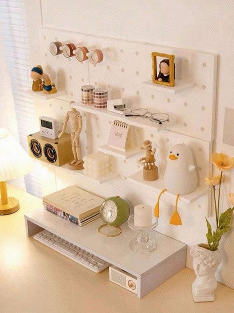 Shein Room Decor Ideas, Shein Room Decor, Shein Stuff, Office Necessities, Wall Mounted Storage Shelves, Grid Panel, Study Stationery, Room Redesign, Bedroom Decor Cozy