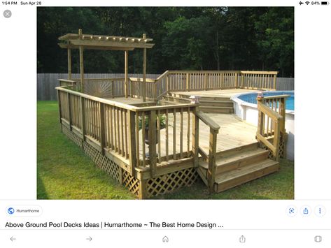 Round Above Ground Pool, Pool Deck Plans, Swimming Pool Decks, Wooden Deck, Round Pool, Above Ground Pool Landscaping, Above Ground Pool Decks, Backyard Pool Landscaping, Above Ground Swimming Pools