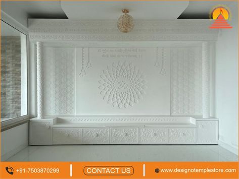 Latest 3D Om Corian Mandir - Designo Temple Store Corian Marble, Room Design Wall, Marble Mandir, Corian Material, Corian Temple, Mandir For Home, Hindu India, Mandir Design, Pooja Room Design