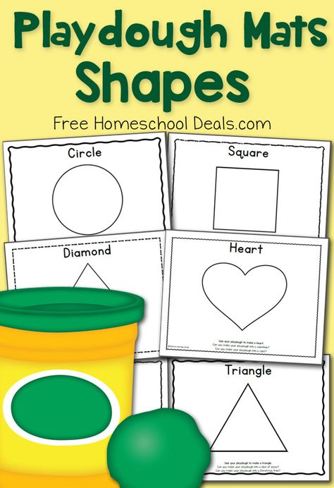 Playdough Mats: Shapes! Includes activity prompts on each mat. Play Dough Mats, Dough Mats, Teaching Shapes, Playdough Activities, Shapes Preschool, Playdough Mats, Learning Shapes, Free Shapes, Shapes Activities