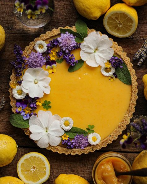 Lavender Dessert Recipes, Lavender Tart, Lavender Dessert, Love Herbs, Peach Jelly, Lavender Cake, Tarts Crust, Cake Fillings, Lemon Tart