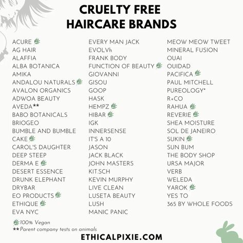 List of Cruelty free Hair Care Brands in 2021 - Ethical Pixie Cruelty Free Hair Products, Vegan Info, Cruelty Free Makeup Brands, Sephora Skincare, Pink Closet, Babo Botanicals, Function Of Beauty, Ag Hair Products, Carols Daughter Products