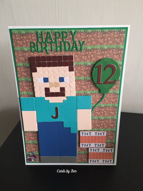 Minecraft Birthday Card Ideas, Minecraft Card Ideas, Minecraft Birthday Card Diy, Minecraft Birthday Cards Handmade, Minecraft Cards Handmade, Minecraft Cards, Minecraft Card, Minecraft Birthday Decorations, Minecraft Birthday Card