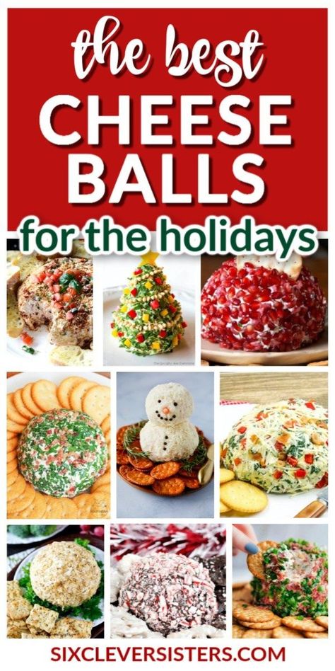 It's not Christmas without cheese balls, and these amazing cheese ball recipes top it all! They are fun, holiday recipes you'll want to try. Appetizers are a big part of the holidays, and you're sure to have a winner with one of these great cheese balls! #sixcleversisters #appetizers #recipe #recipeoftheday #holiday #christmas Best Cheese Ball Recipes, Christmas Cheeseball, Best Cheese Ball, Christmas Main Course Recipes, Cheeseball Recipes, Appetizer Healthy, Christmas Appetizer, Holiday Cheese, Appetizers Christmas