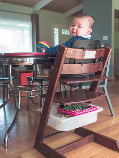 It was a struggle against new found clutter when our home welcomed our first child, Michael. That is until we hacked the Stokke Tripp Trapp High Chair Perlengkapan Bayi Diy, Trofast Ikea, Ikea Baby, Cute Desk Chair, Hacks Ikea, Stokke Tripp Trapp, Baby Nurseries, Tripp Trapp, Ikea Chair