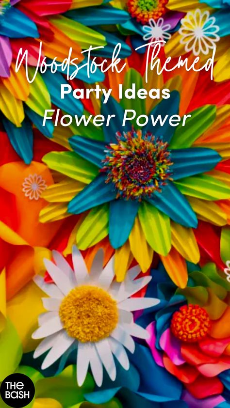 Get ready to celebrate the spirit of peace, love, and rock 'n' roll in true Woodstock style! ☮️ Find Woodstock themed party ideas like Flower Power Decor and more by clicking here! 🎉 #thebash #Woodstockthemedparty #Woodstockaesthetic #Woodstockoutfits #Woodstockfashion #hippieparty #hippietheme #hippie #tiedyeparty #tiedyetheme #themedparty #groovypartyideas #groovytheme #70sparty #80sparty #peaceparty #peaceandloveparty #vintageparty #vintagetheme #vintagehippie #hippieaesthetic #Woodstock 1970s Crafts Ideas, Hippy Party Games, Woodstock 1969 Party Theme, Sixties Party Ideas, Groovy 60's Party, 70s Flower Power Party, Woodstock Party Decorations, 70s Theme Centerpiece Ideas, 1970s Party Theme Decorations