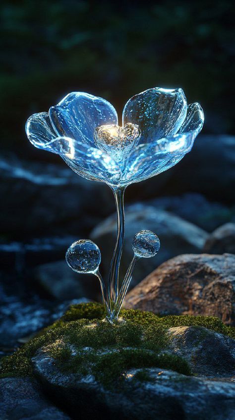 Prompt 👉glass flower sitting on top of a cliff, digital art, by Mari Bashkirtseva, glowing drop threads, mobile wallpaper, beautiful glass work, blue - petals, poppy, transparent hydrogen. beautiful, glass skin, bubbles in glass, sun rays, play of light with glass, glitter and reflection, on top of the mountains, stunning screenshot, mobile wallpaper, Renee Lalique, complex and intricate, crystal clear, incredibly beautiful wallpaper 👉 if Like, please Follow and Share AI Graphics Studio 👇Con... Wallpaper Beautiful, Glass Glitter, Glass Work, Beautiful Wallpaper, Girly Art Illustrations, Sun Rays, Glass Skin, Crystal Flower, Diy Art Painting