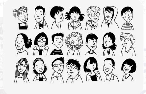 Beehive Illustration, Doodle People, Doodle Characters, Black And White Comics, Drawing Cartoon Faces, 얼굴 드로잉, Photoshop Artwork, Black And White Cartoon, Face Illustration