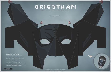 Batman Origami Mask Batman Mask Template, Catwoman Mask, Pig Mask, Batman Diy, Bat Mask, Cardboard Mask, Batman Mask, Batman Toys, Mask Template