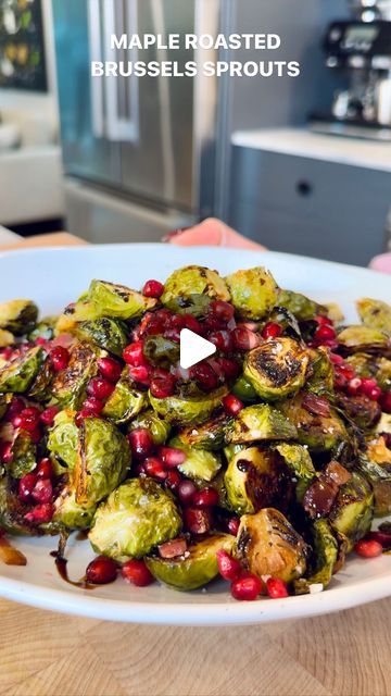 Olivia Adriance ♡ on Instagram: "EASY MAPLE ROASTED BRUSSELS SPROUTS WITH BACON AND POMEGRANATES✨ an easy, healthy, and delicious holiday side dish that all your guests will love! Maple syrup not only adds a subtly sweetness to these savory sprouts but also give your sprouts a delightfully crispy caramelized exterior 🤤 You’re going to be coming back to this one year-round!   Ingredients:  2 lbs brussels sprouts, ends removed and halved  2 tbsp avocado oil 1.5 tbsp maple syrup  4 slices of bacon, cut into 1/2 inch pieces  salt and pepper to season top with: pomegranate arils and balsamic glaze or pomegranate molasses   Directions:  Preheat your oven to 425  Toss your halved brussels sprouts with oil and maple syrup and season generously with salt and pepper Add your seasoned sprouts to a b Roasted Brussels Sprouts With Bacon, Brussels Sprouts With Bacon, Holiday Side Dish, Holiday Sides, Roasted Brussels Sprouts, Holiday Side, Pomegranate Molasses, Sprouts With Bacon, Holiday Side Dishes