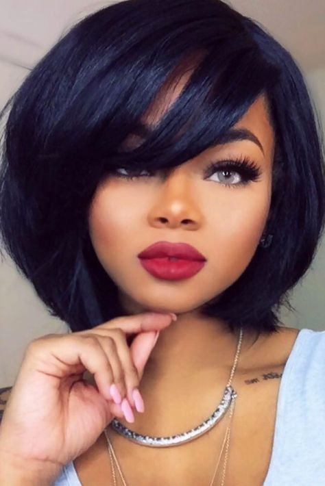 Best Hairstyles For Round Faces ★ See more: http://lovehairstyles.com/best-hairstyles-for-round-faces/ "bixie" Haircut Black Women, 2024 Haircut, Makeup Tip, Short Weave, Short Human Hair Wigs, Hairstyle Gallery, Penteado Cabelo Curto, Short Wigs, Red Lipstick