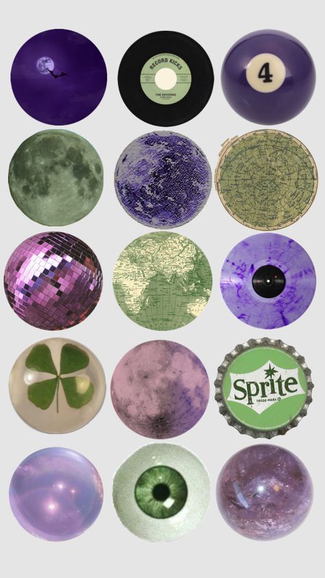 #purple #green #sage #sagegreen #darkpurple #violet Round Logo Ideas, Tee Design Print, Green Scrapbook, Ig Icons Highlights Aesthetic, Circle Collage, Violet Aesthetic, Abstract Nail Art, Purple Highlights, Green Sage