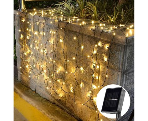 Solar Powered 200 LED Curtain Lights For Outdoor - Warm White Solar Christmas Lights, Solar String Lights Outdoor, Led Fairy Lights, Solar Powered Lights, Solar String Lights, Solar Cell, Fairy String Lights, Garden Yard, Outdoor Solar